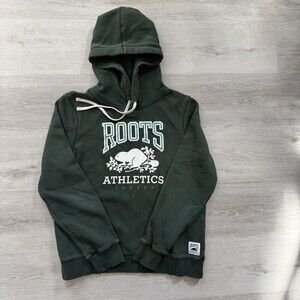 Roots Athletics Hoodie Forest Green Crisp Beaver Logo Men's Medium GUC